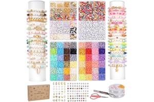 MICHIHOMIE 9 Piezas Kit Pulseras para Hacer Niña, Arcilla Cuentas Amistad Pulsera Que Hace El Kit, Joyería Que Hace El Kit con Cuentas de Letra, Encantos, Arcilla Grano Set Regalo Para Niñas, Niños, Adultos