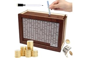 CAPGOOST Salvadanaio in Legno, Salvadanaio 5000 Euro, Salvadanaio con Contatore, Salvadanaio Riutilizzabile, Money Box, Salvadanaio con Nummer per Aiutare i Bambini a Costruire L'abitudine al Risparmi