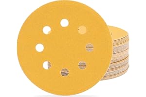 FASTPLUS 100Pcs 125mm Sanding Discs,Orbital Sander Discs,5 Inch 8 Holes Hook and Loop Sandpaper,10Pcs Each of 60/80/120/150/180/240/320/400/600/800 Mixed Grits for Random Orbital Sander
