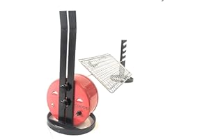 ALLEGRI Asador USB con regulación de velocidad con asador de acero inoxidable de 95 cm de largo y 2 tenedores para bloquear la carne y varilla con parrilla 50 x 22