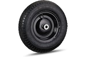 ‎RELAXDAYS Relaxdays Wheelbarrow Wheel 4.80 4.00-8, Pneumatic Tyres, Replacement Wheelbarrow, Steel Rim, Valve, Tyres up to 120 kg, Black, 39 x 39 x 9 cm