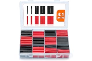Wirefy Kit 190 Piezas de Tubos Termorretráctiles Impermeables Transparentes - Tubo Termoretractil de Doble Pared 4:1 - Recubierto con Adhesivo - Negro, Rojo
