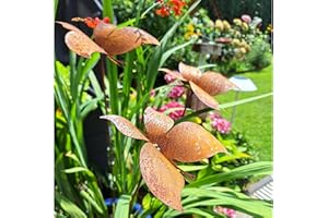 BORNHÖFT Lot de 3 piquets de jardin en forme de chapeau de soleil en métal rouillé - Décoration de jardin - Rouille noble - Tuteur de jardin - Piquets de plate-bande - Piquets de pot - Rouille naturelle