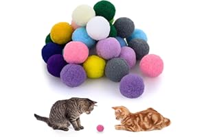 Molain 30 pièces Chat Jouet Boules, Doux , Chaton, Jouer Les Chats D'intérieur Interactive Pompon Balle Jouet 2.5 cm