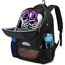 Sac De Sport 40L – Compartiments Ballon Et Chaussures, Maille Ventilée, Dos Rembourré – Pour Basket, Foot, Volley, Noir