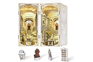 MiniCity Kit Book Nook - DIY Miniature - Maison de poupée - Puzzle 3D en Bois - Serre-livres - Bibliothèque - Décoration Avec lumière LED Pour Adolescents et adultes (Library of Gods)