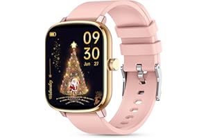 Popglory Smartwatch 110+ Deportes, Reloj Inteligente Mujer Hombre con Pulsómetro Podómetro Monitor de Presión Arterial Ritmo Cardíaco Sueño DIY Esfera, Pulsera Actividad para Android iOS