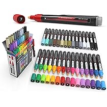 Languo Acrylic Marker NICETY 30Pcs Feutre Acrylique - Marqueur Peinture Acrylique Verre Pour Bois, Toile, Verre, Céramique - Acrylic Paint Marker à Base D'eau à 0,7 Mm Extra Pointe Fine (Rouge Feutres