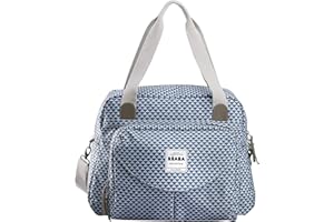 BEABA BÉABA - Genève II - Baby Changing Bag - Diaper Bag for Babies and Newborn - Large capacity - Baby Changing Mat - Isothermal lunch pouch - Buggy attachment system - Print blue