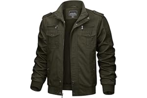 KEFITEVD Herren Übergangsjacke Leicht Herbstjacke Fliegerjacke Stehkragen Bomberjacke Baumwolle Army Feldjacke Cargo Jacke