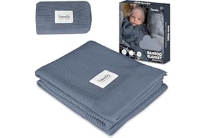 Lionelo Bamboo Kocyk Niemowlęcy Bambusowy, z 100% Bawełny Bambusowej, Termoregulacja Chłodzi Latem i Ogrzewa Zimą, Miękki i Delikatny, Antybakteryjny i Hipoalergiczny, do Wózka i Łóżeczka, 100 x 75 cm