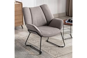 ‎YA-HOME Ya-Home Sessel Wohnzimmer Loungesessel modern Lesesessel gepolstert Ohrensessel mit Metallbeinen für Schlafzimmer/Wohnzimmer, Leinen, Grau