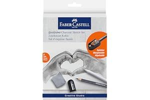 Faber-Castell 114006 - Zestaw do rysowania Goldfaber Charcoal, 8-częściowy, w zestawie ołówki węglowe, temperówka, wycieraczki do papieru i gumka