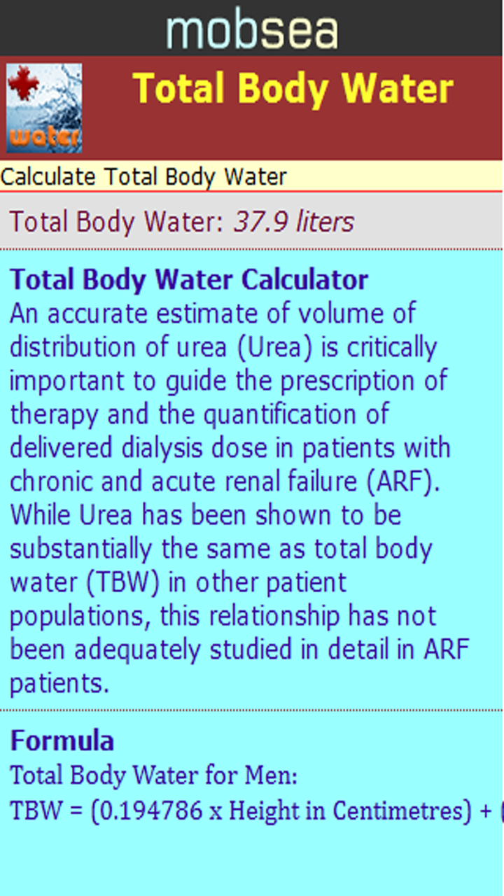 Total Body Water calculator Amazon.co.uk Appstore for Android