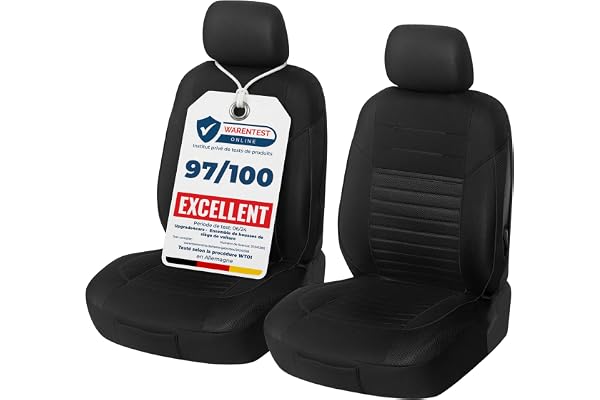 upgrade4cars Housses de Siège Avant Set Version 2026 | Housses Universelles en Noir pour Conducteur et Passager | Accessoires Intérieur Auto Décoration