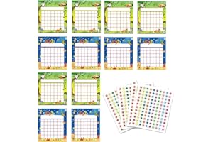 TUKNN Grafici degli Incentivi, Tabellone Ricompensa per Bambini, Bedtime Chart, Bedtime Routine Chart Tabella dei Premi, con 480 Adesivi a Forma di Stella, 12 Pezzi