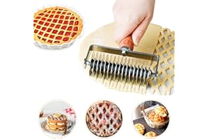 AONAGI Stainless Steel Lattice Cutter and Roller - Baking Tool for Pizza, Pie, Bread, Pastry Crust with Wood Handle