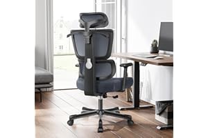 DoChair Ergonomiczne krzesło biurowe z wieszakiem na ubrania, zagłówek 3D, krzesło biurowe, krzesło obrotowe, z regulacją wysokości, do biura, domu, ciemnosz