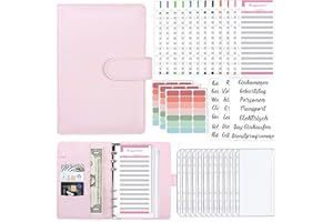 KIHONI Binder Budget Planner - Organizer per soldi con 12 tasche per rilegatura, 12 fogli di budget in tedesco, per etichette, per viaggi, diario e regalo