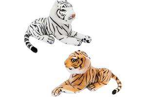 BRUBAKER Zestaw 2 Tygrysów Białego i Brązowego Ok. 25 Cm Pluszowe Zwierzę, Zabawka Pluszowa