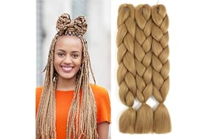 WoWCFyyds 3Packs Kanekalon Kunsthaar Hair Jumbo Braids Extension Ombre Braiding Hair Haarverlängerung 24"Flechten Synthetic Zöpfe Box Braid Haar（blond）