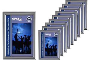 OPUS 2 10 Snap Frames A4, 25 mm | Aluminium Anodised Construction & Anti-Glare Cover | Clip Poster Holders for Retail & Advertising Displays | Notice Sign Board Frame for Walls