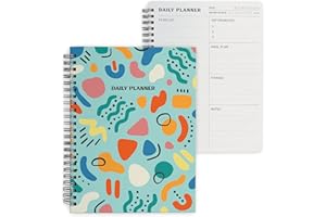 Rileys & Co - Agenda Pour Femme Daily Planner Planning Journée Organisée 160 Pages Non Datées Journal Fitness et Tâches à Faire Planification des Repas A5-20 cm x 15 cm (Abstrait, Bleu Clair)