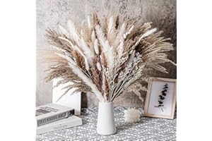 DANXIAN Naturalna Suszona Pampa Dekoracja, Zestaw 58 suszonych kwiatów, Biała Pampa Dekoracja Boho Dekoracja na ślub, do sypialni, urodzin