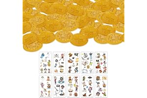 CXNXFD 100 Stück Goldmünzen Piratenschatz, Goldtaler Künstliche Goldmünzen Spielmünzen Schatzsuche mit Piratenmotiv Prägung, Spielgeld für Schatzsuche