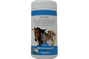 ‎AMF LIFE AMF Life Ölpflegetücher, 40 Stk., 98% Kokos + 2% Teebaumöl, natürliche Fellpflege- und Reinigungstücher für Hund, Katze, Pferd