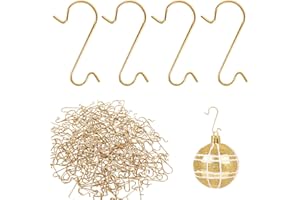 PAPU 200 Kugelaufhänger S-Haken in Gold,Weihnachtskugeln Haken Weihnachtskugel Aufhänger für Christbaumkugeln Haken