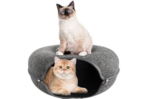 Piymnys Katzentunnel Donut Katzenhöhle für Draußen aus Filz - Multifunktionales, Zerlegbares und Waschbares Katzenbett und Tunnelspielzeug 50x50x20cm