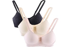 Anntry Teenager Mädchen Sport-BH aus Baumwolle mit verstellbarem und abnehmbarem Schultergurt Trainings-BH 3er-Pack