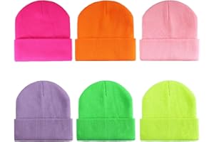 Geebuzz 6 Pack Beanie Cap for Kids, Children's Girls Boys Colorful Warmer Stretchy Knitted Beanie Hat Unisex 1-10 Years Skull Beanie Hat Caps for Winter Autumn