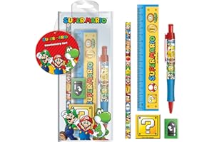 empireposter Super Mario – 4 Colour – Set di cancelleria penne, righello, gomma da cancellare