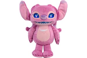 Disney Stitch Angel Many Moods 14-inch Interactive Plush, 50+ Sounds & Effects, Expressive LCD Eyes Show Her Moods, Toy for F