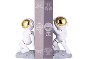 XINGYAN Żywiczne podpórki do książek astronauta na półki do nauki, nowoczesne dekoracyjne podpórki do książek o dużej wytrzymałości, korki do książek, dekoracja dla dzieci Space Dream seria prezentów (model B [szary])