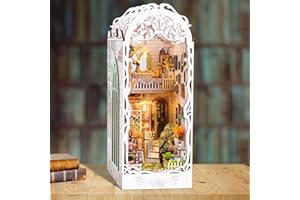 Jagdag DIY Book Nook Kit Gardenhouse, Dolls House Kit with LED Lights, 3D Wooden Puzzle DIY Flower House Booknook Book Shelf Decoration Gift