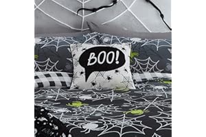 Bedlam Halloween Cushion – “Boo” Design, 43x43cm – Filled Velvet Cushion with Cover – Spooky Reversible Pillow for Halloween Decor – Haunted & Fun Seasonal Decoration