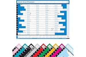 PLANNERHEAD 2024 Year Yearly Annual Office Home Wall Planner Calendar Chart Poster/Includes UK & Ireland Bank Holidays/Unmounted Unlaminated (Large 49cm x 70cm (Folded) Blue)