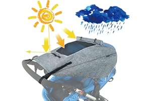 CEMGYIUK Premium sonnensegel kinderwagen,reißfester Sonnenschutz mit UV Schutz Beschichtung 50+,Universal Sonnenschutz Kinderwagen Abdeckung mit Sichtfenster und extra breiten Schattenflügeln