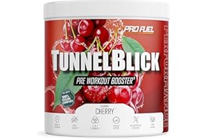 ‎PROFUEL Pre-Workout-Booster³ KIRSCHE 440g - unglaublich lecker - TUNNELBLICK Trainingsbooster³ mit Citrullin, Arginin, Taurin, Koffein, Guarana und Magnesium - optimal hochdosiert - 100% vegan
