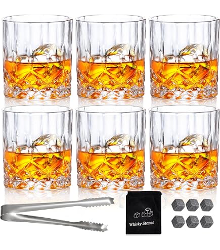 LANFULA - Lot De 4 Verres à Whisky En Cristal Sans Plomb 300ml | Verres Old Fashioned Épais | Cadeau Noël & Fêtes