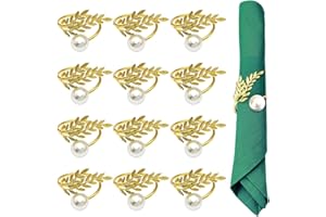 UICCVOKK 12 Stück Serviettenringe Gold, Weizen Blattförmige Serviettenhalter aus Metall Stilvolle und Elegante Serviettenringe Tischdekoration für die Dekoration Hochzeit für Tisch den täglichen Gebrauch