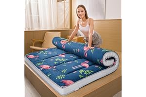 MAXYOYO Materasso Futon Giapponese da pavimento, imbottito, pieghevole, extra spesso, traspirante, per divano e campeggio (Fenicottero)