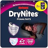 Huggies DryNites Pañales de Noche para Niña 4-7 (17-30 kg), Clínicamente Probado con 5 Capas de Máxima Protección Nocturna, 3