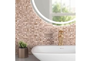 BeNice Naklejki na płytki ścienne, odklej i przyklej, płytki ścienne, samoprzylepne płytki łazienkowe 3D (5 arkuszy, różowe złoto)