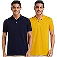 Amazon Brand - Symbol Men's Solid Cotton Rich Polo T Shirt | Collar Tshirts | Half Sleeves | Plain (Combo Pack of 2) -Regular Fit
