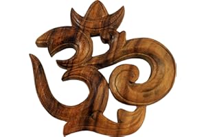 GURU SHOP Guru-Shop Murale Intagliato Murale Deco a Parete in Rilievo Om in 2 Misure, Legno, Dimensioni: 20x21x2, Maschere per la Decorazione Murale