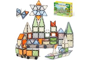 ECHOCUBE Set med 100 st magnetiska plattor, pedagogiska magnetiska byggstenar för barn, STEM magnet konstruktionsleksaker för